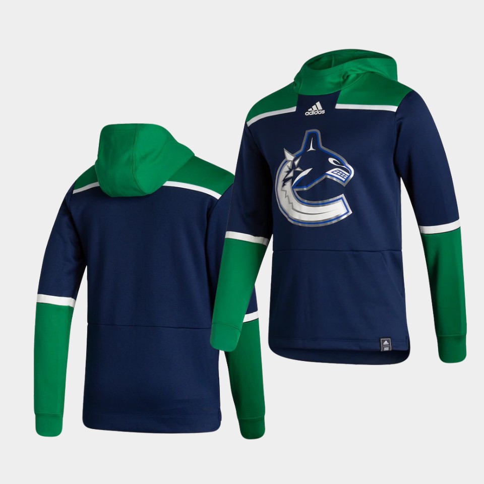 Men Vancouver Canucks Blank Blue NHL 2021 Adidas Pullover Hoodie Jersey->vancouver canucks->NHL Jersey